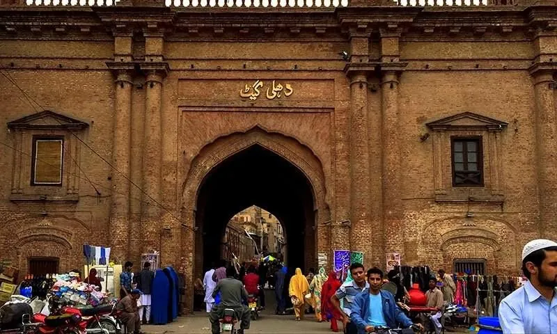Street life at Delhi Gate, entrance to Lahore's Walled City