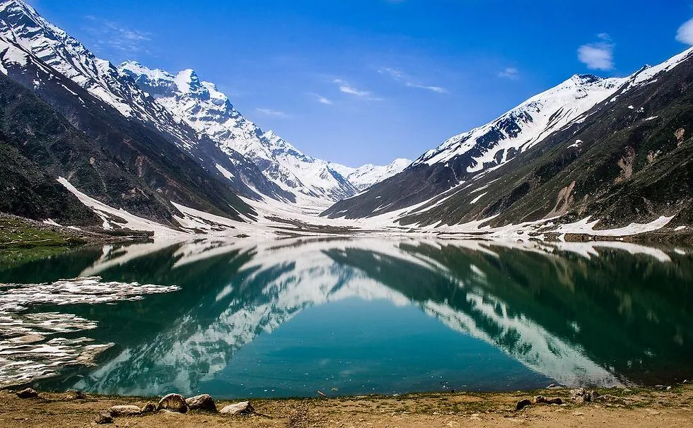 Snowy peaks reflected in Lake Saif-ul-Malook
